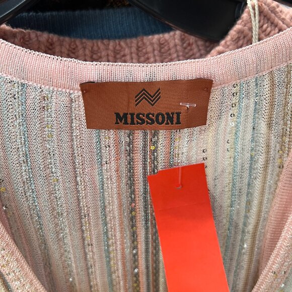 $1120 Missoni Multi Sequin Pleated Striped Lurex Tank Top size IT 42/6 - Picture 9 of 10